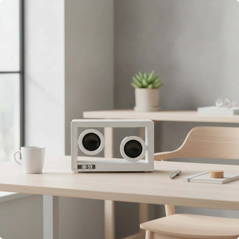 White Transparent Bluetooth Clock Speaker