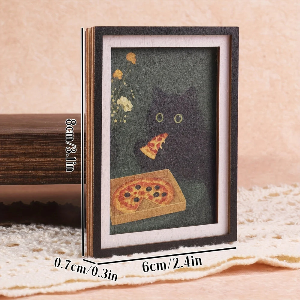 Layered Black Cat Pizza Magnet – view 5