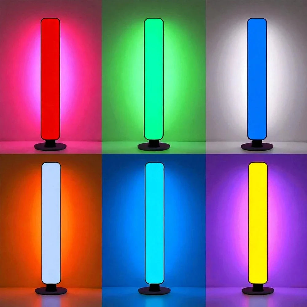 One light bar shown in six colours across six panels, red, green, blue, white, cyan and yellow