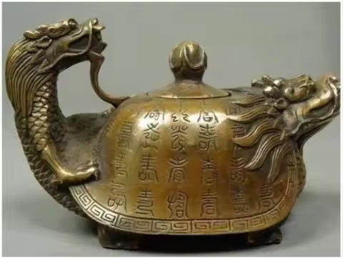 Incensario de tetera de dragón de bronce