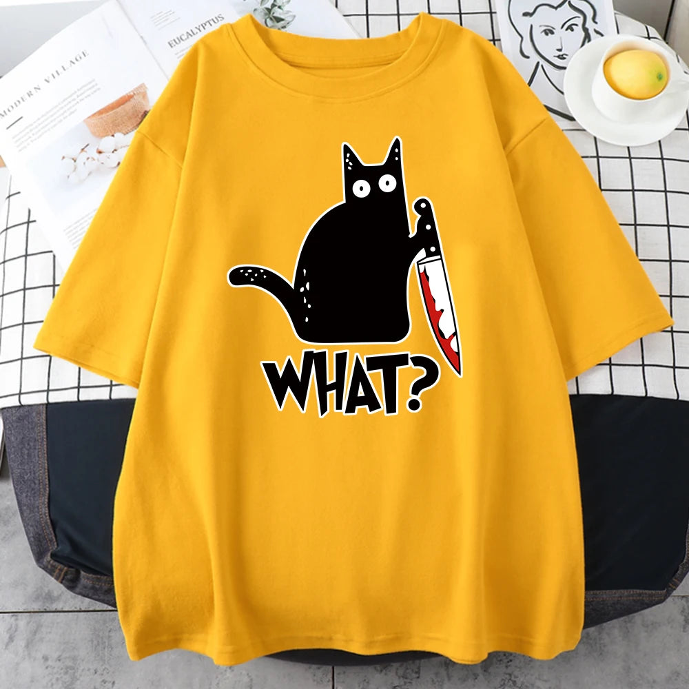 Yellow tee laid flat, showing the ribbed round neck