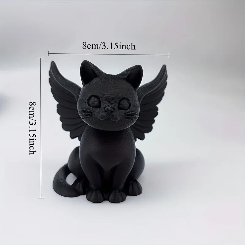 Winged Angel Cat Statue