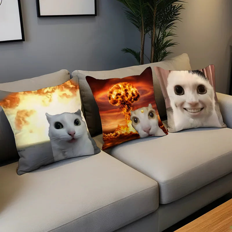 Funda de almohada con meme de gato