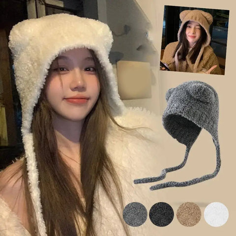 All four colourways of the bear ear earflap beanie