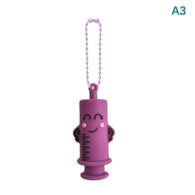 Purple Syringe ampoule opener keychain