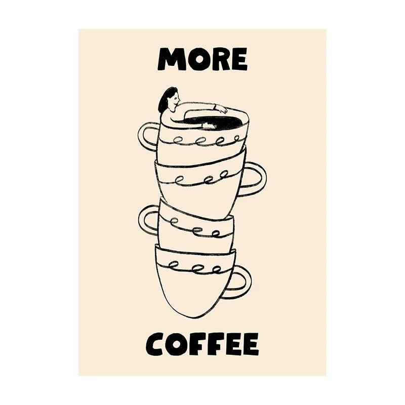 Coffee canvas print, design: More Coffee cup stack