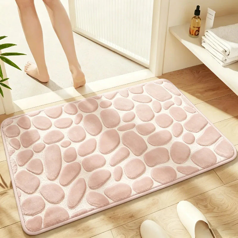 Pink pebble-embossed bath mat