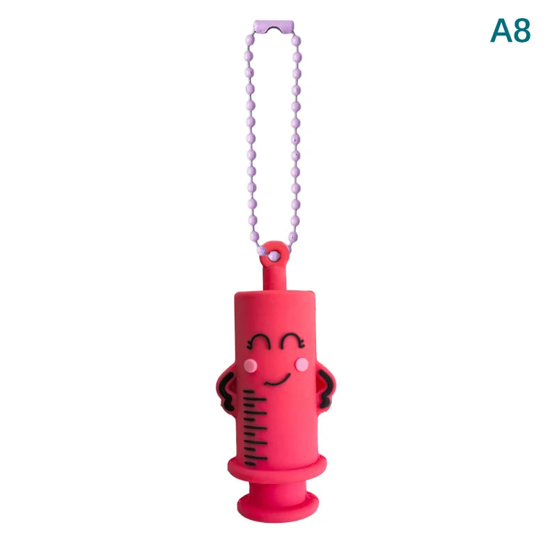 Red Syringe ampoule opener keychain