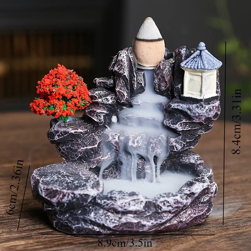 Maker's size graphic for Pagoda & Red Blossom, about 8.9 x 8.4 x 6 cm