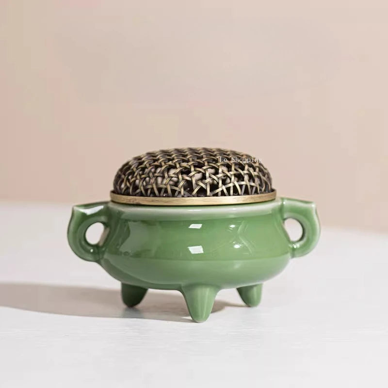 Quemador de incienso de cerámica celadón