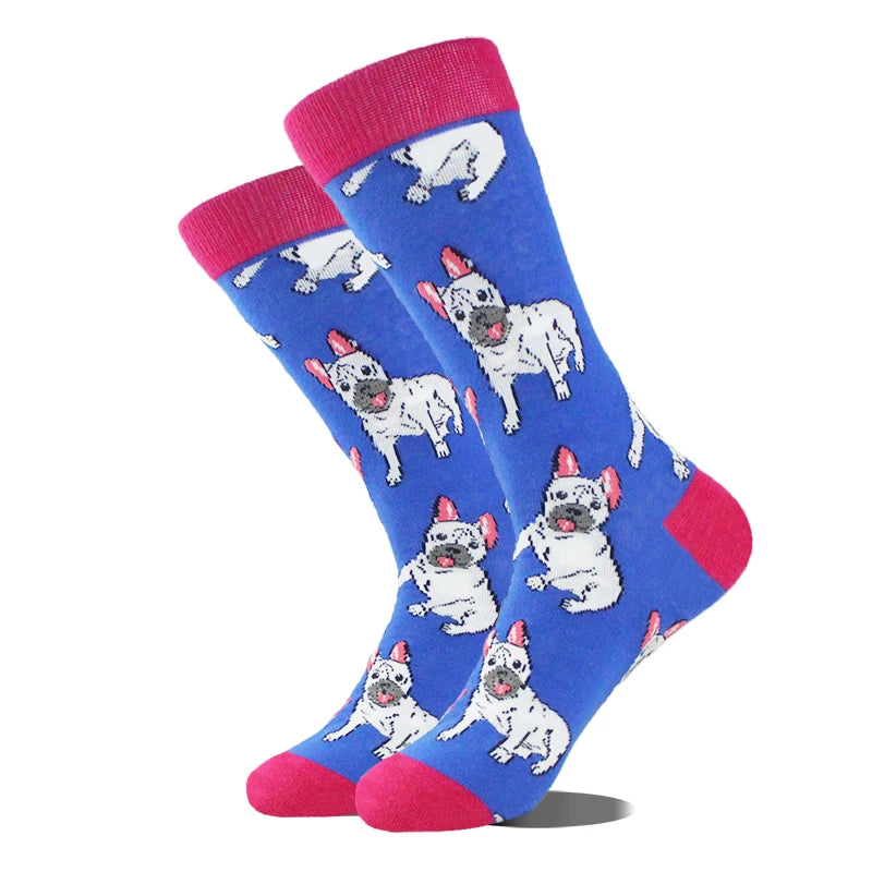 Funny novelty crew socks, french bulldogs design