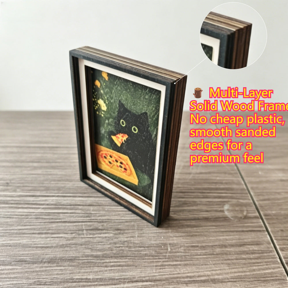 Layered Black Cat Pizza Magnet – view 3