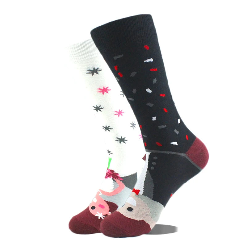 Funny novelty crew socks, mismatched pig and cow design