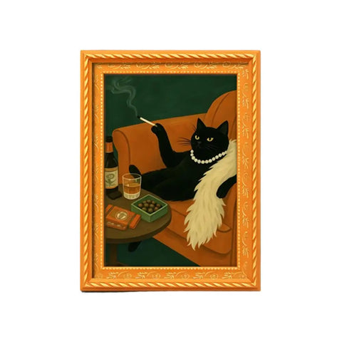 Sofa-Napping Black Cat Magnet