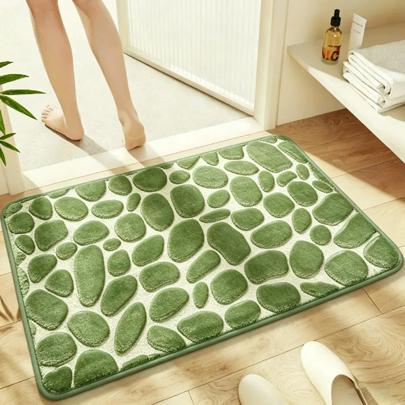 Pea Green pebble-embossed bath mat