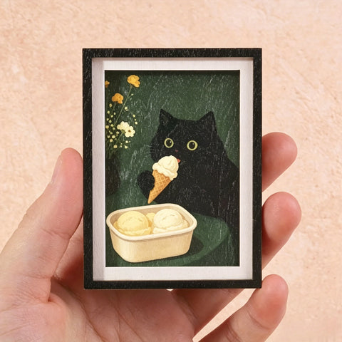 Black Cat Ice-Cream Magnet
