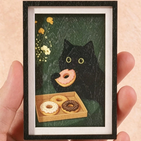 Black Cat Donut Magnet