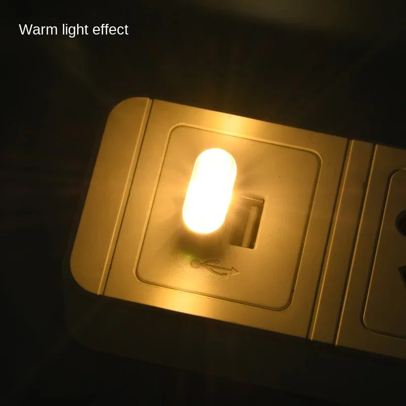 Warm White: the light plugged in and lit warm amber