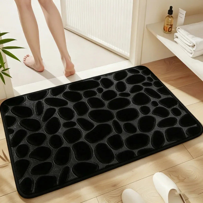 Black pebble-embossed bath mat