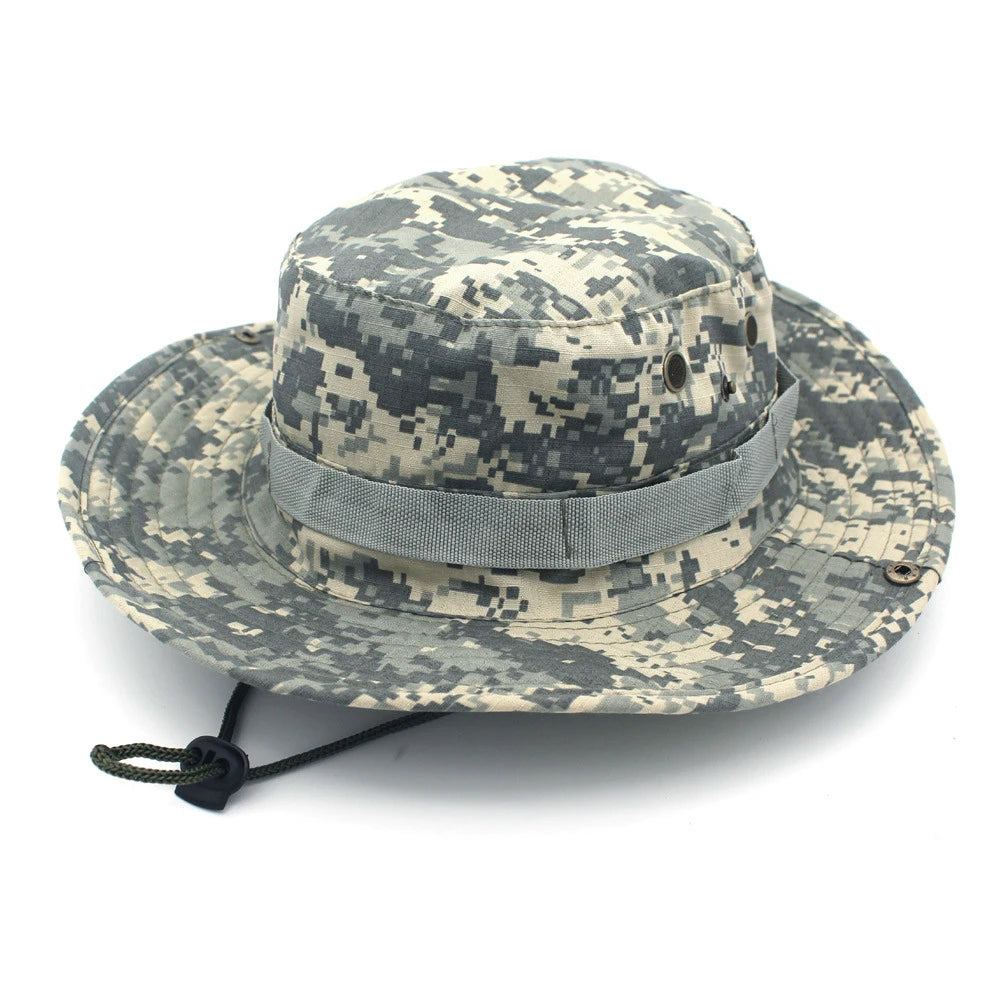 Boonie hat in a grey and white digital camouflage print