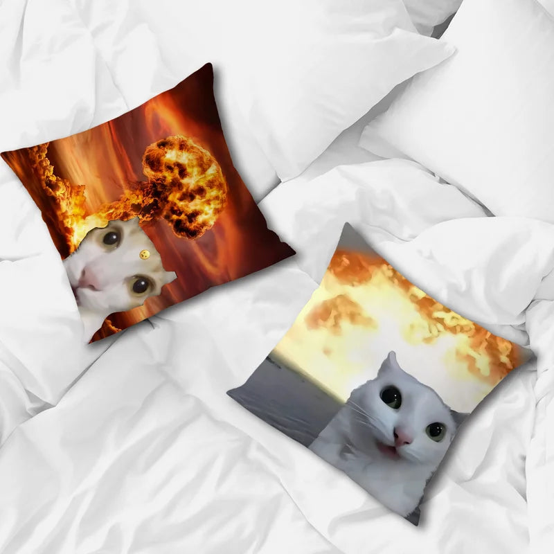 Funda de almohada con meme de gato