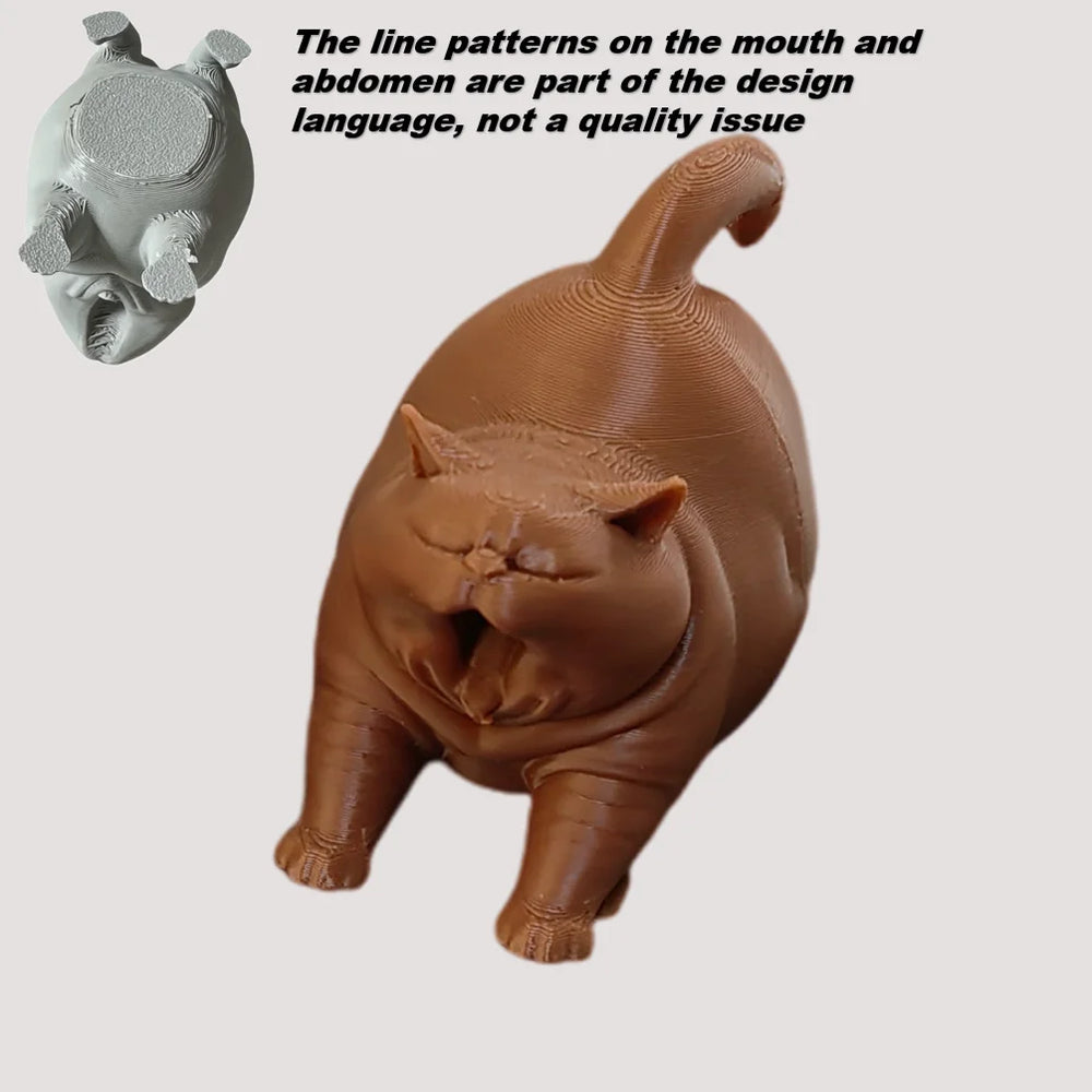 Estatua de gato bostezando como decoración de escritorio