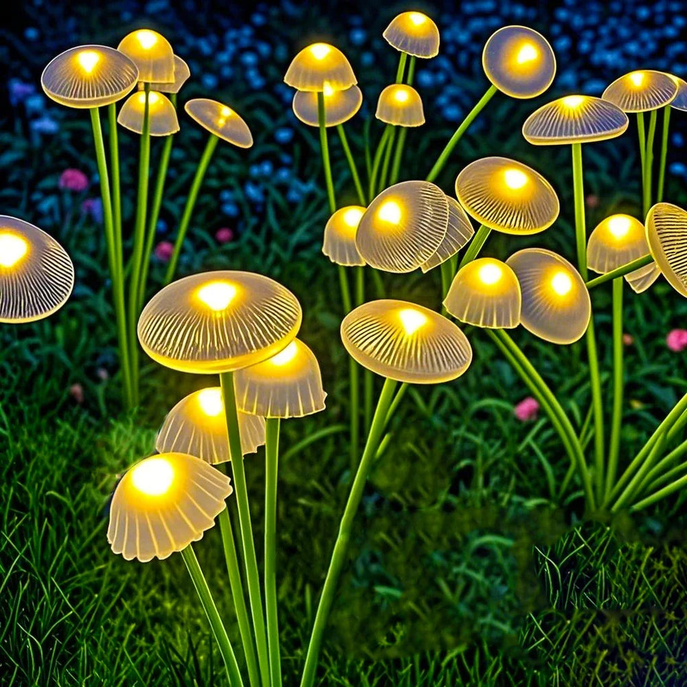 The warm white version, a cluster of amber caps on wire stems