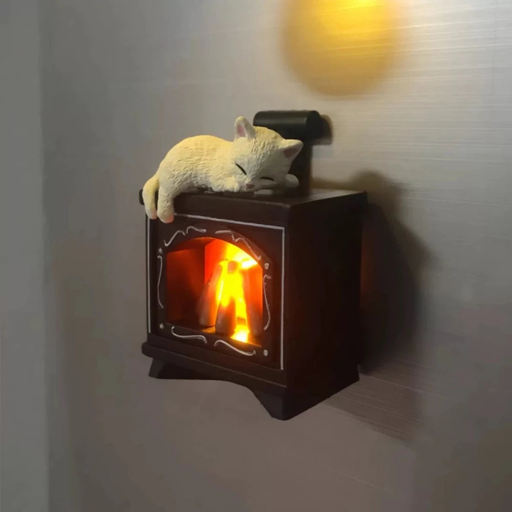 Cat Fireplace Light Magnet