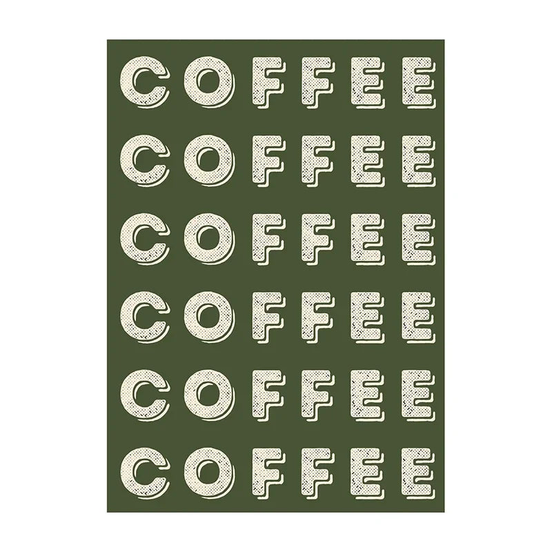 Coffee canvas print, design: Coffee repeated, dark green
