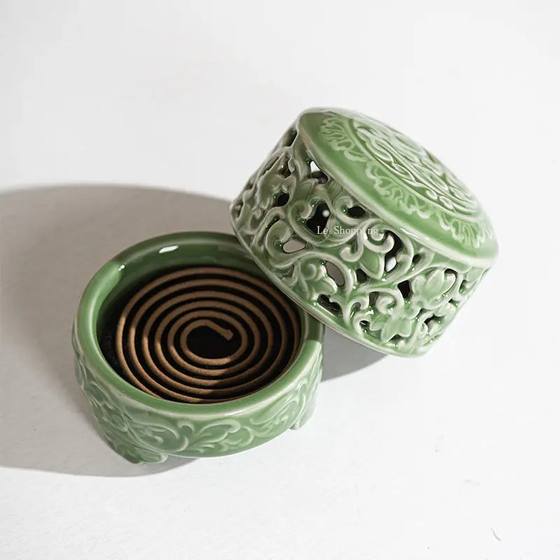 Quemador de incienso de cerámica celadón