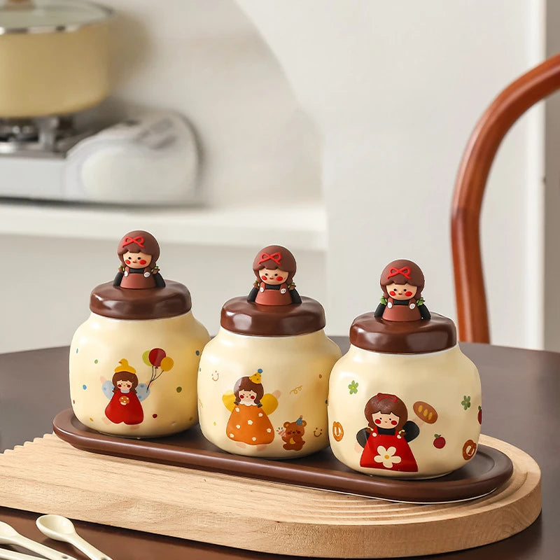 Household Ceramic Seasoning Jar Combination Set