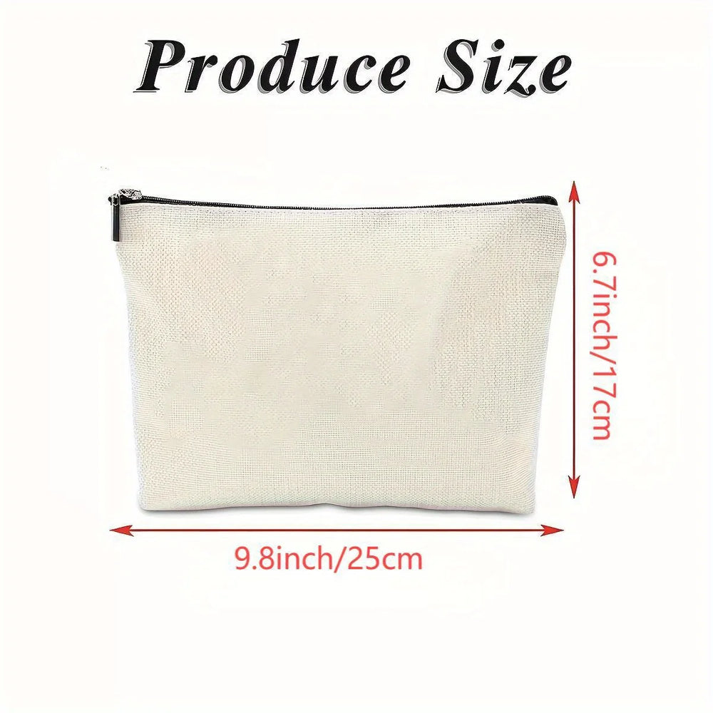Maker size graphic on a blank pouch, marked 9.8 inch / 25cm wide by 6.7 inch / 17cm tall