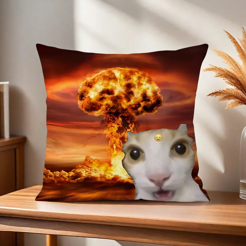 Funda de almohada con meme de gato