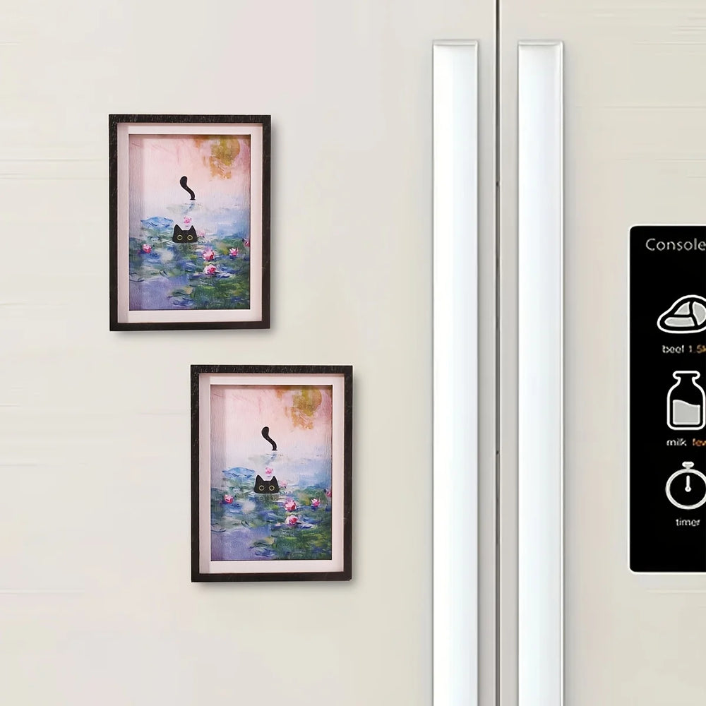Flower-Pond Black Cat Magnet – view 5