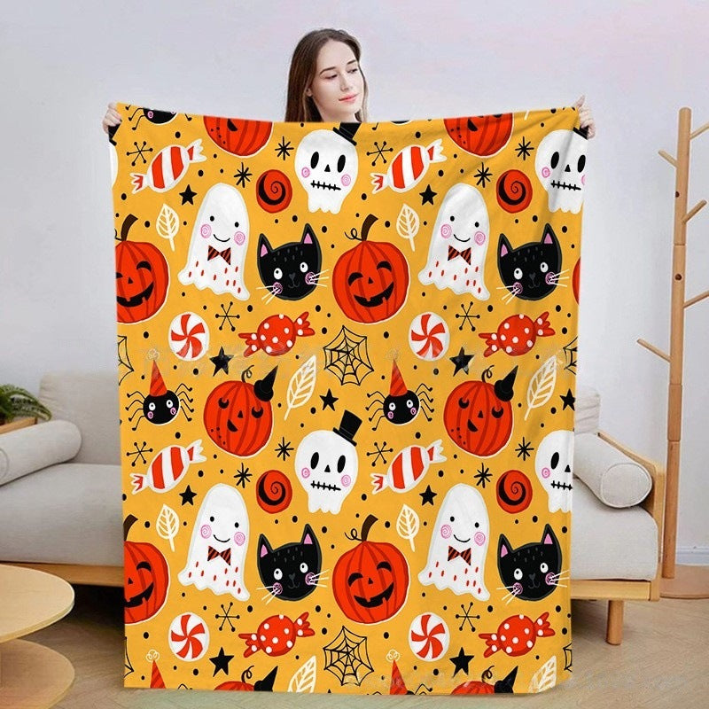Pumpkin And Bat Blanket