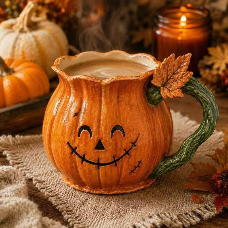 Adorno de resina de taza de calabaza para Halloween