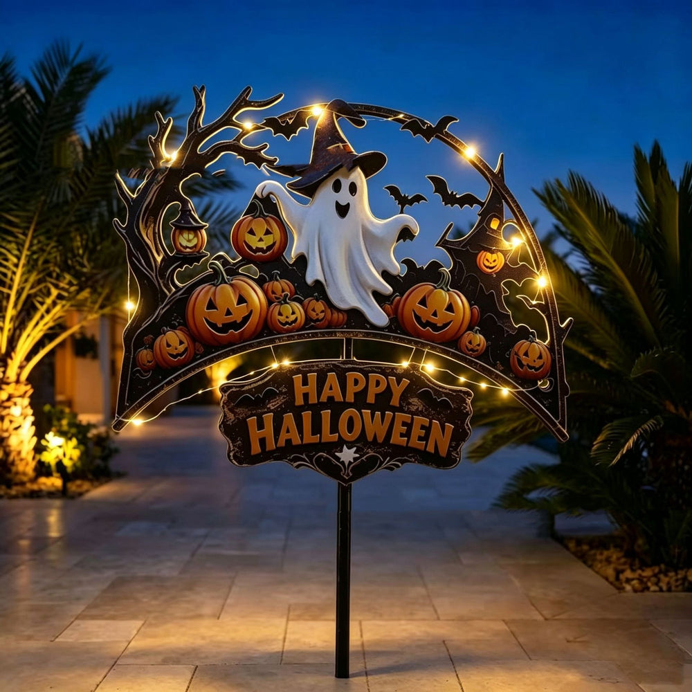 Letrero luminoso de Feliz Halloween