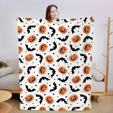 Pumpkin And Bat Blanket