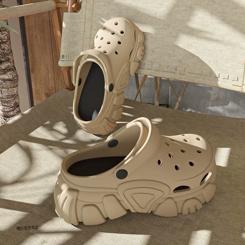 Chunky Platform EVA Clogs — Khaki