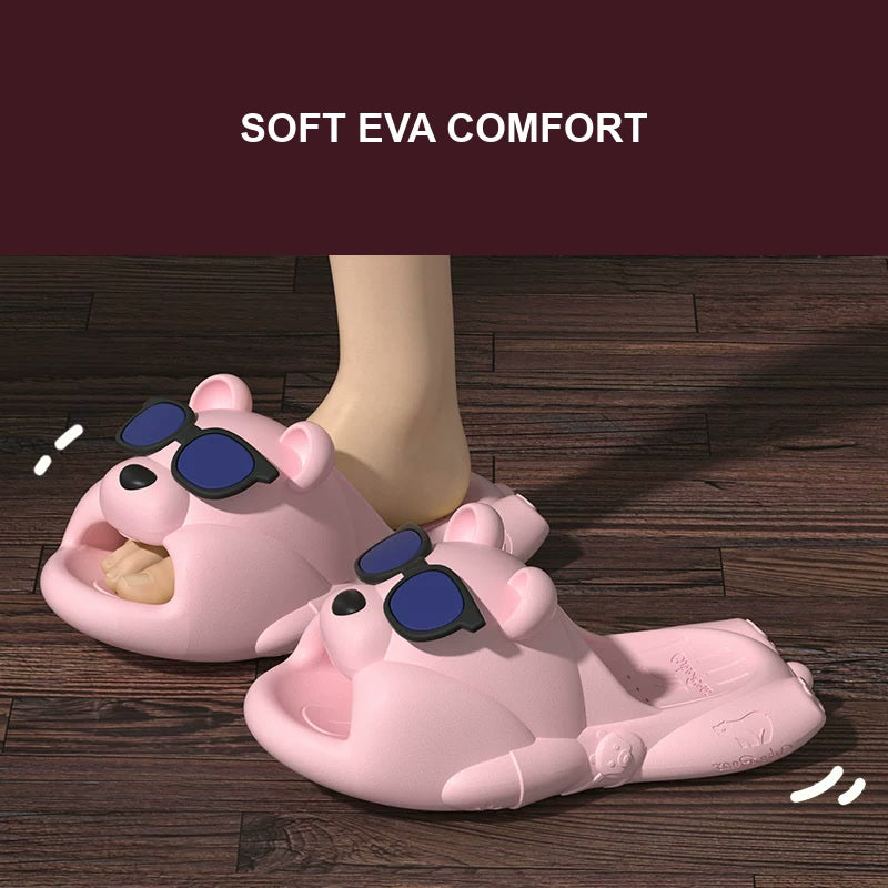 Sunglasses Bear Comfort Slides — Pink