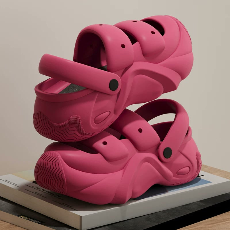 Two-Way Platform Sandal Clogs — Magenta