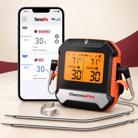 Bluetooth Dual-Probe Cooking Thermometer on The Weird Store studio background