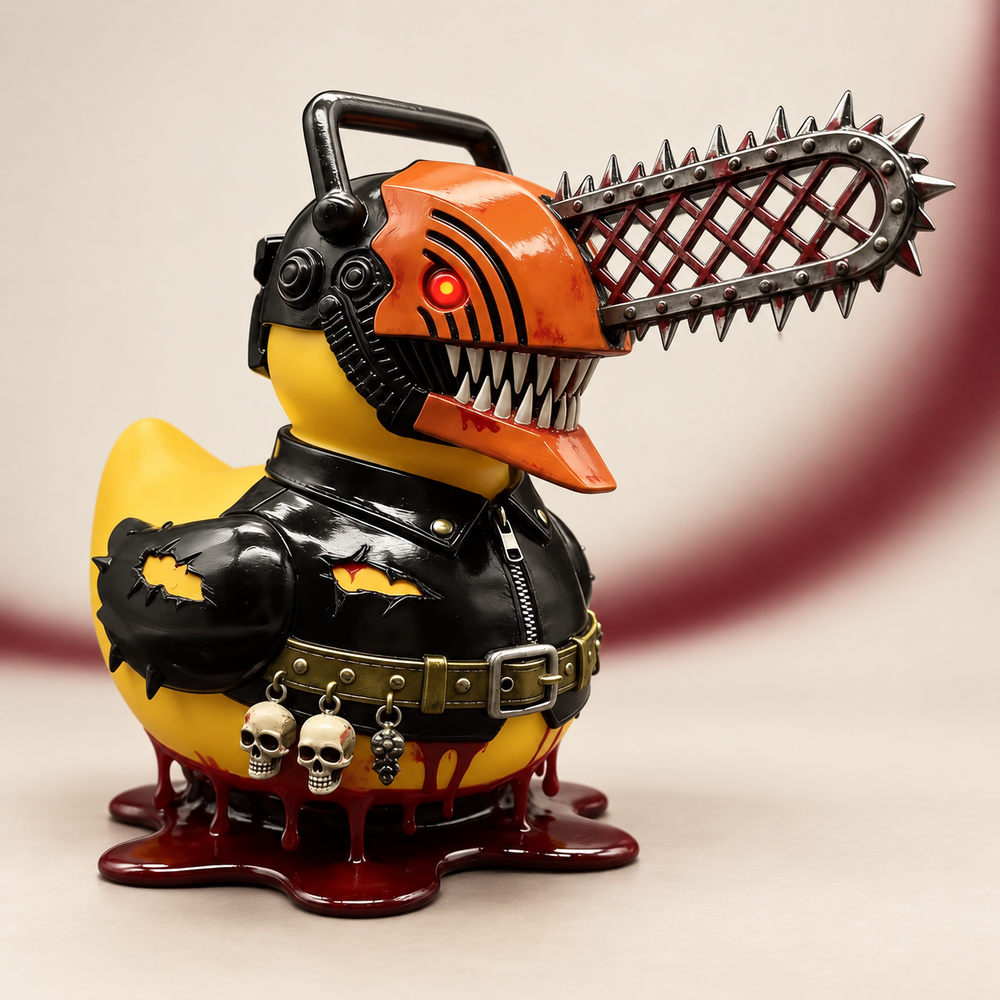 Chainsaw Punk Duck on The Weird Store studio background