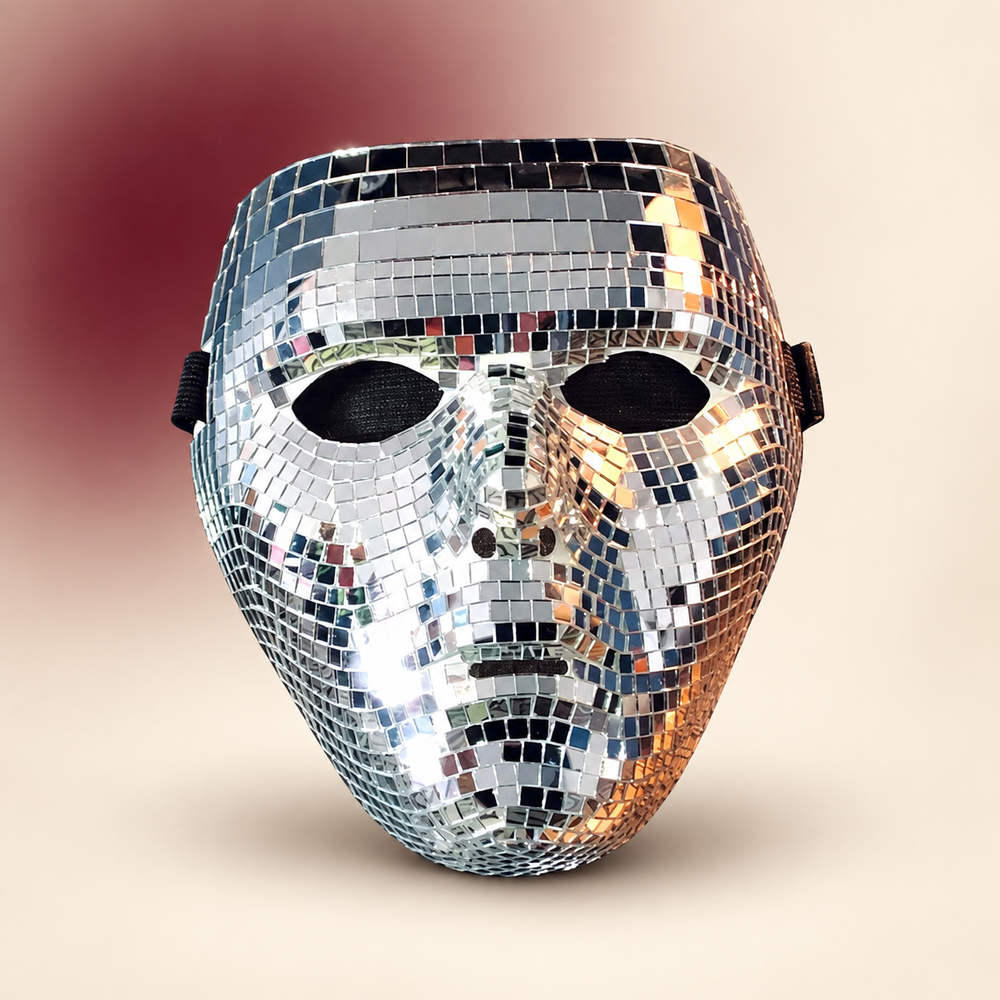 Disco Mirror Face Mask on The Weird Store studio background