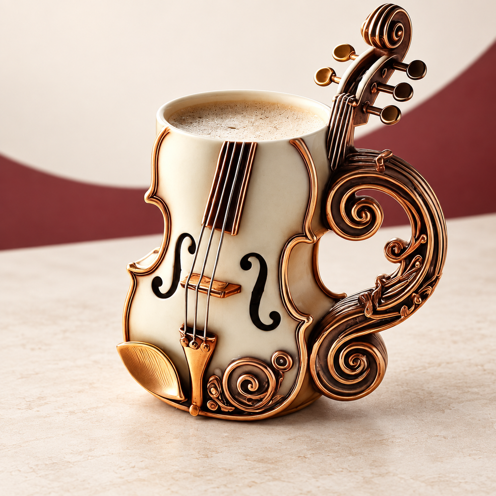 Violin Coffee Mug on The Weird Store studio background