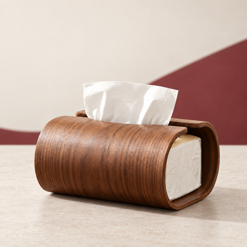 Walnut Wood Tissue Box on The Weird Store studio background