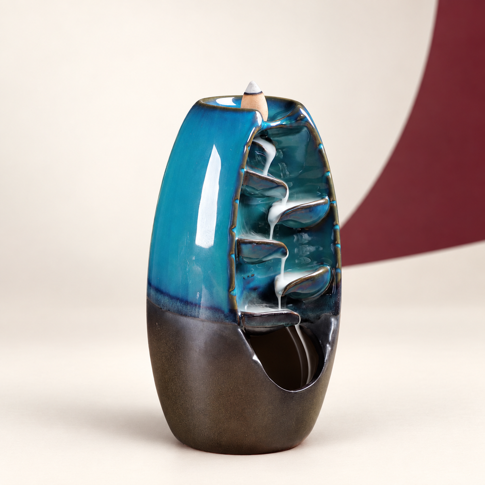 Blue Backflow Incense Burner on The Weird Store studio background