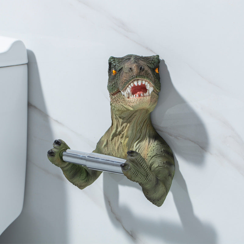 Caja dispensadora de pañuelos de dinosaurio de resina para el baño