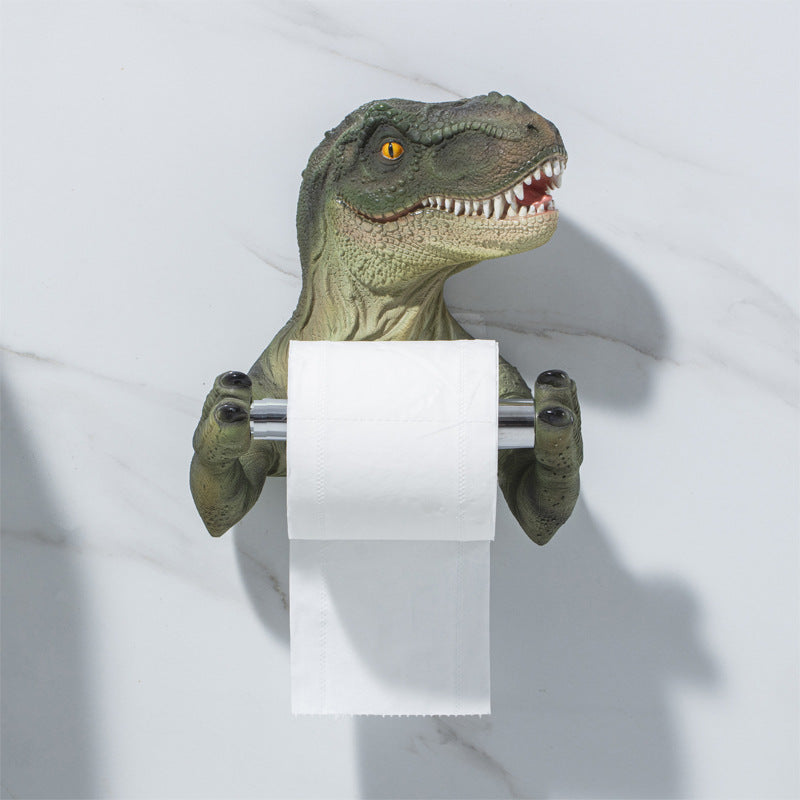 Caja dispensadora de pañuelos de dinosaurio de resina para el baño