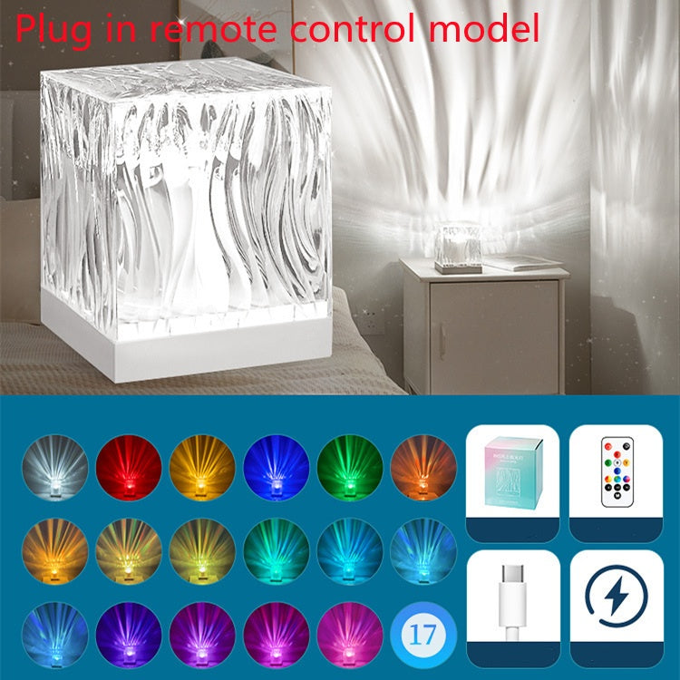 Lámpara de cristal con efecto de ondas de agua